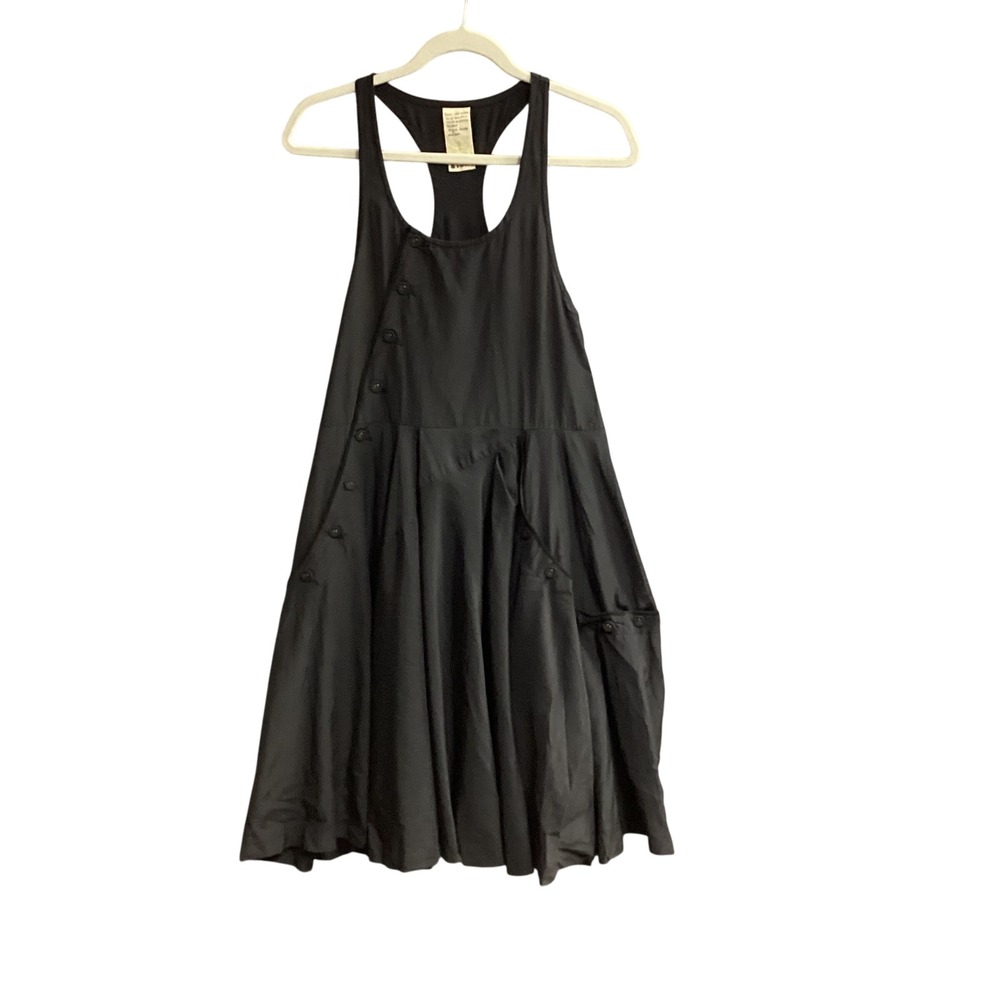 Sight Black Dress Racerback Midi Button Up Sleeveless Casual Asymmetrical Size s